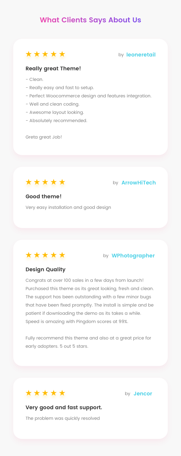 Fashion WooCommerce WordPress Theme - Customer's reviews