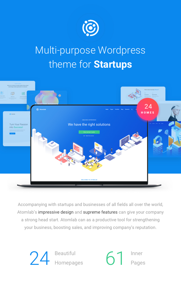 Atomlab – Startup Landing Page WordPress Theme