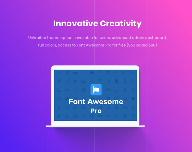 Tema de WordPress para agencias de negocios: creatividad innovadora con Font Awesome Pro $ 60