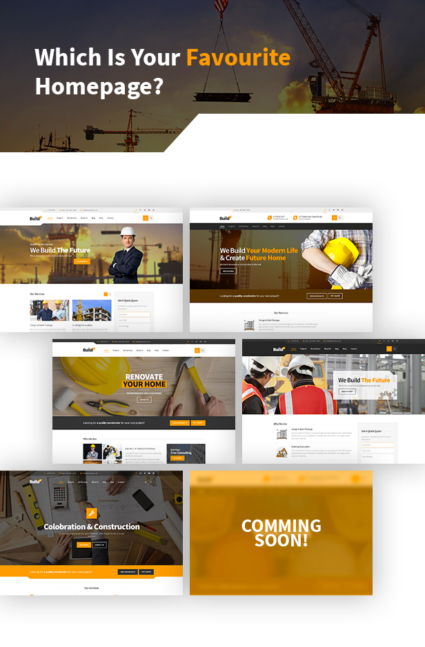 Engineering Construction Building WordPress Theme - Homepages