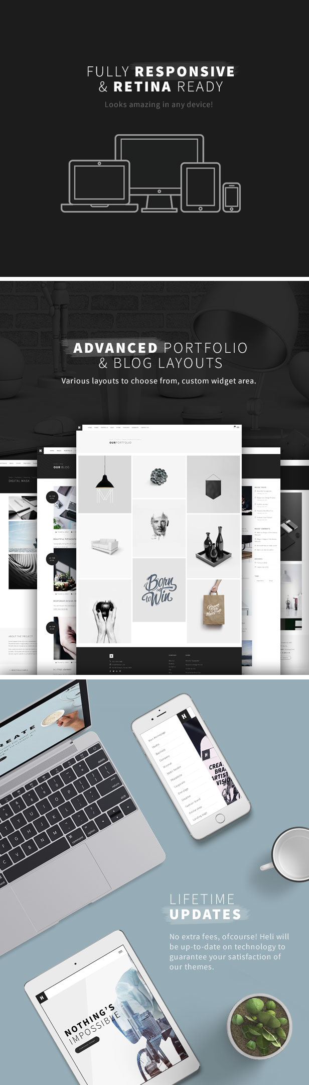 Heli – Minimal Creative Black and White WordPress Theme