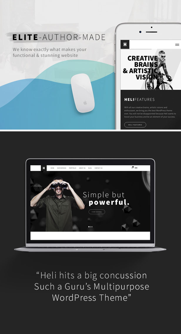 Heli – Minimal Creative Black and White WordPress Theme