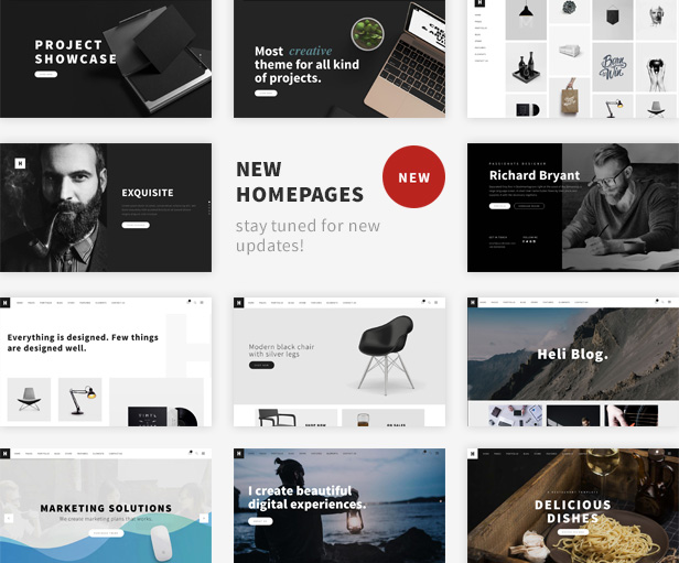 Minimal Creative Black and White WordPress Theme -  New Homepages