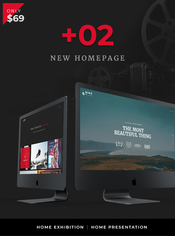 Filmmaker Director Film Studio WordPress Theme - 2 new Homepages
