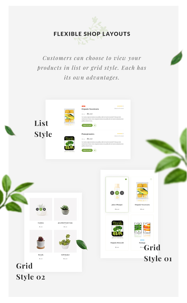 Organic Store WordPress theme - Flexible shop layouts