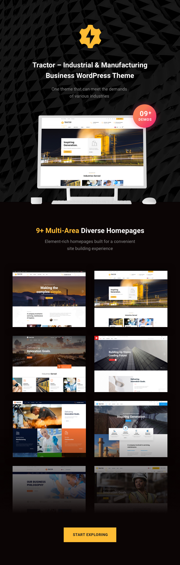 Industrial Manufacturing WordPress Theme - 9+ Awesome Demos